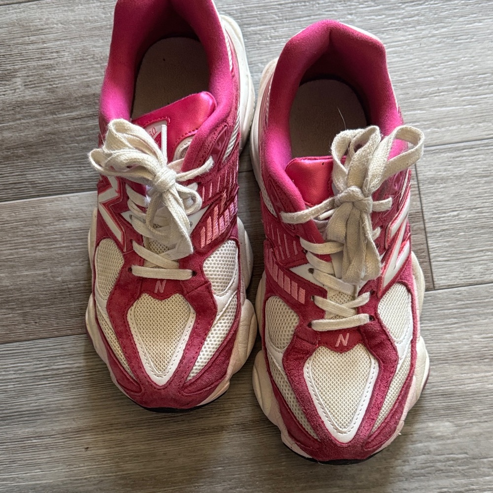 New Balance Women's Fuchsia and White Sneakers